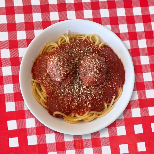 Rigatoni or Spaghetti with Marinara.