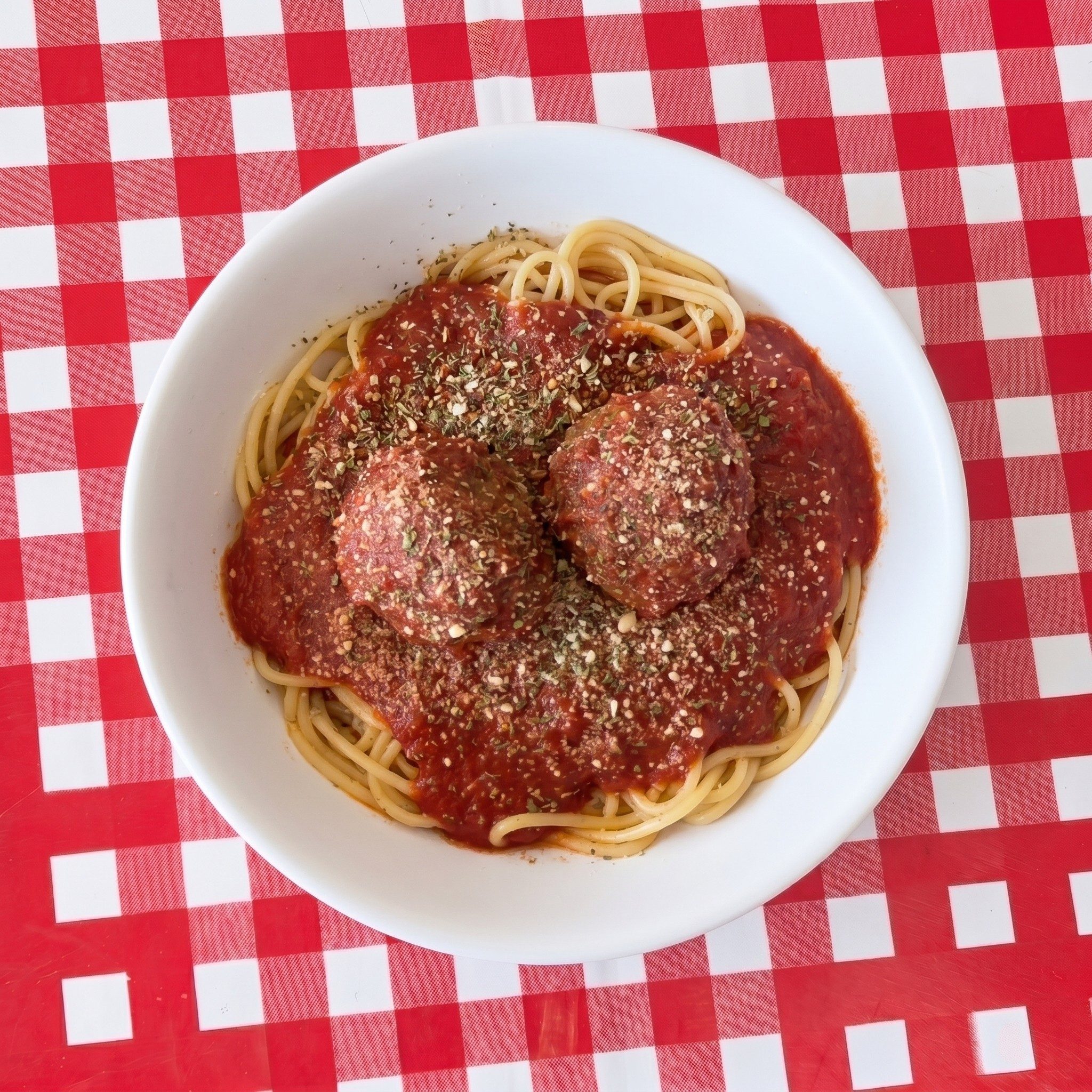 Rigatoni or Spaghetti with Meatballs.