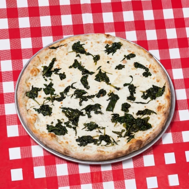 Fresh Spinach White Pizza.