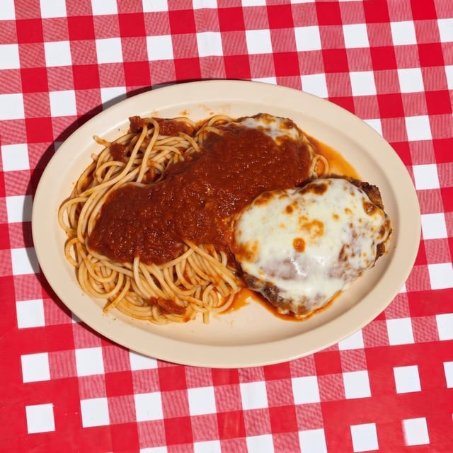 Chicken Parmesan Dinner with Pasta.